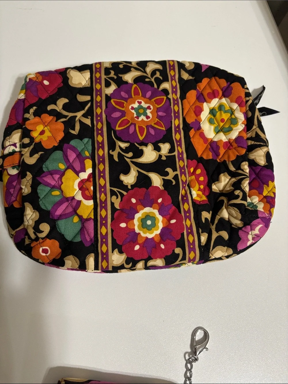 Vera Bradley Black Floral Quilted Cosmetic Bag - Multicolor